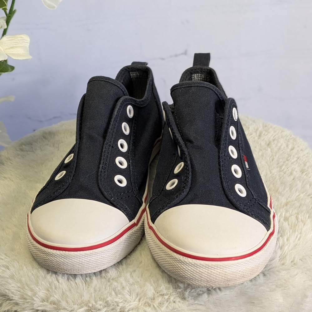 Tommy Hilfiger Black and White Slip-On Sneakers